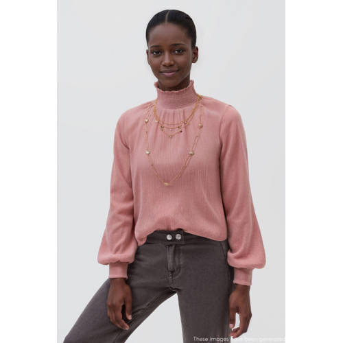 MANGO TEEN blousetop roze Meisjes Katoen Opstaande kraag Effen - maat 168(M) afbeelding