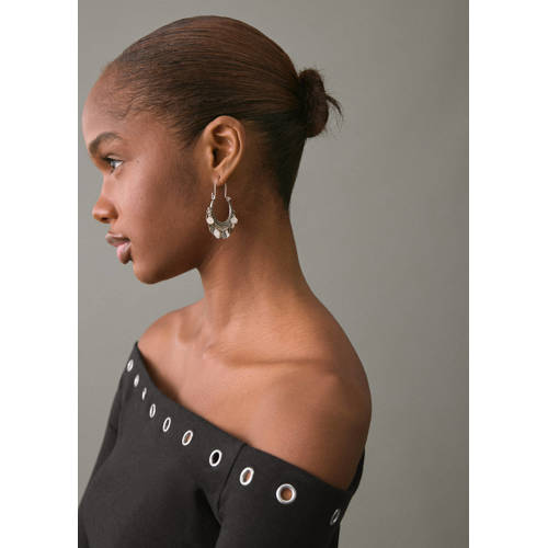 MANGO TEEN off shoulder top zwart Meisjes Stretchkatoen Strapless Effen - maat 152(XXS) afbeelding