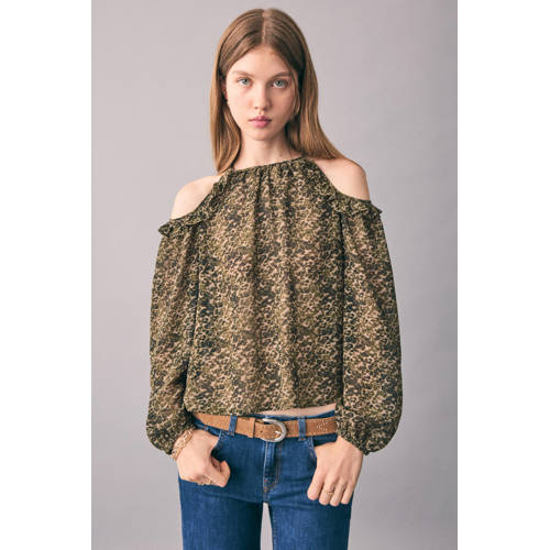 MANGO TEEN blousetop groen Meisjes Polyester Ronde hals All over print - maat 168(M) afbeelding