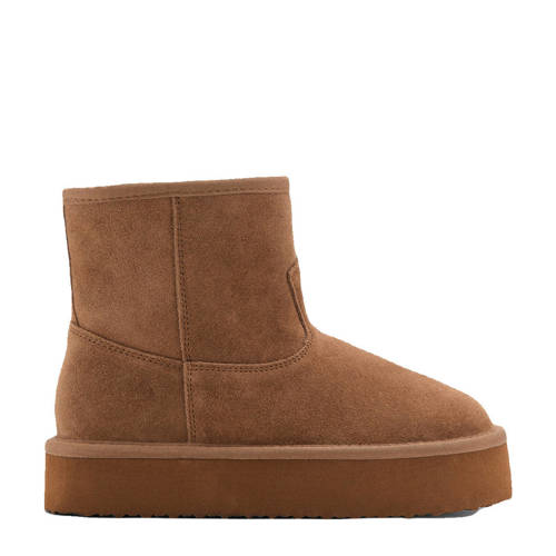 MANGO TEEN gevoerde suède enkelboots cognac Bruin Meisjes Suede Effen
