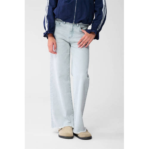 Shoeby wide leg high waist wide leg jeans light blue denim Grijs Effen