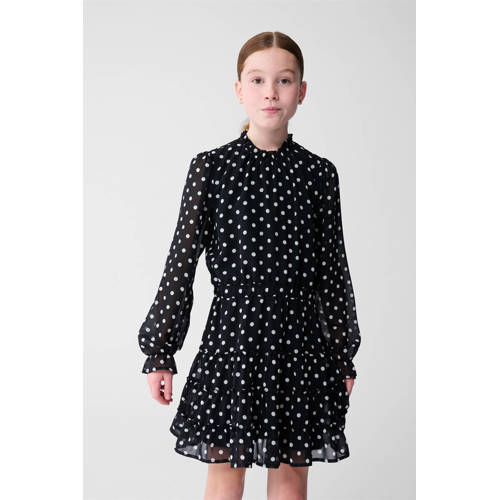 Shoeby midi jurk met stippen zwart Meisjes Katoen Ronde hals Stip - maat 146/152 afbeelding
