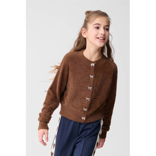 Shoeby vest bruin fijn gebreid Meisjes Polyamide Ronde hals Effen - maat 122/128 afbeelding