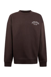 thumbnail: Donkerblauwe jongens Shoeby sweater met backprint, lange mouwen, ronde hals en geribde boorden