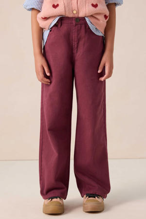 high waist wide leg jeans donkerrood