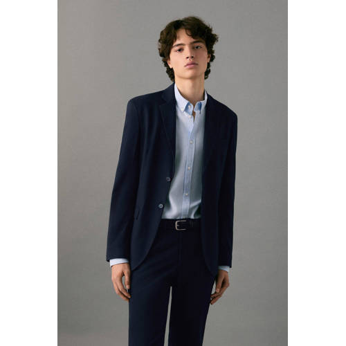 MANGO TEEN geruit colbert donkerblauw Jongens Polyester Openvallende hals - maat 175(M) afbeelding