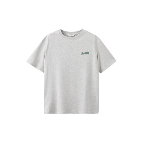 MANGO TEEN T-shirt grijs Jongens Katoen Ronde hals Effen - maat 185(XL) afbeelding