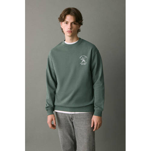 MANGO TEEN sweater met backprint groen Backprint