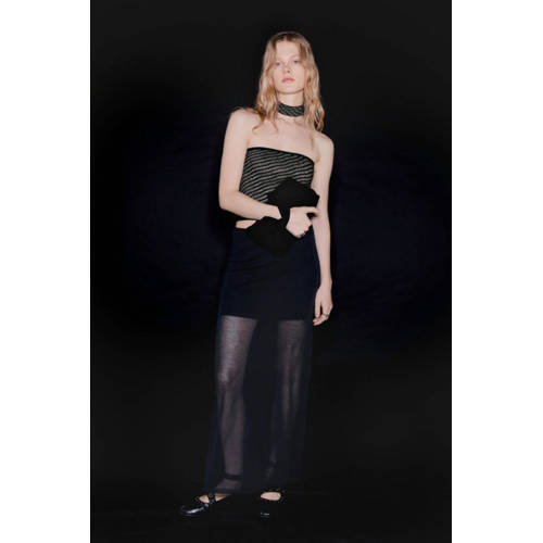 MANGO TEEN gestreepte glitter top zwart met lurex Meisjes Viscose Choker - maat 168(M) afbeelding