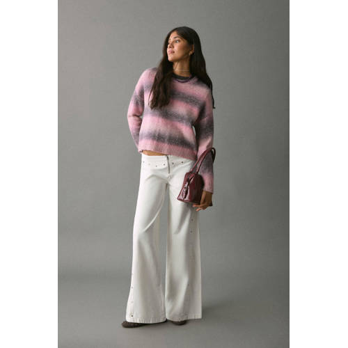 MANGO TEEN Wide leg low waist wide leg jeans ecru Meisjes Denim Effen - maat 158(XS) afbeelding