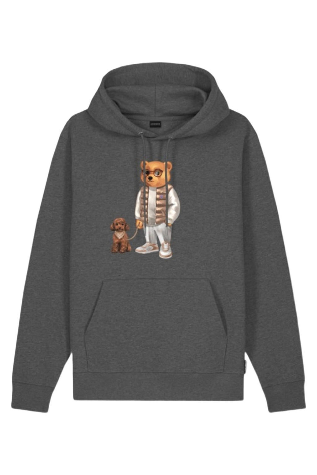 Antraciete jongens Baron Filou Honeygang sweater met printopdruk, lange mouwen en capuchon