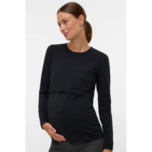 MAMALICIOUS zwangerschaps- en voedings longsleeve zwart Dames Stretchkatoen Ronde hals - maat XL afbeelding