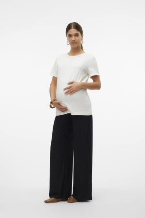 wide leg high waist zwangerschaps casual broek zwart