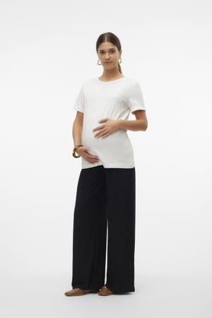 wide leg high waist zwangerschaps casual broek zwart