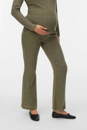 flared high waist zwangerschaps casual broek groen