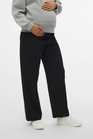 wide leg high waist zwangerschaps casual broek zwart