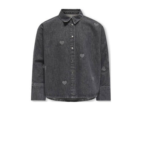 KIDS ONLY GIRL denim blouse black denim Zwart Effen
