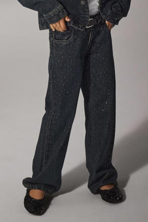 wide leg high waist wide leg jeans dark blue denim