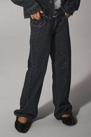 wide leg high waist wide leg jeans dark blue denim