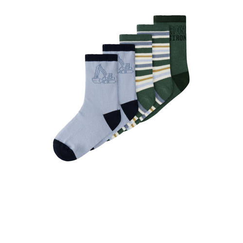 NAME IT MINI sokken - set van 3 blauw/groen/zwart Multi Jongens Stretchkatoen - maat 22/24 afbeelding