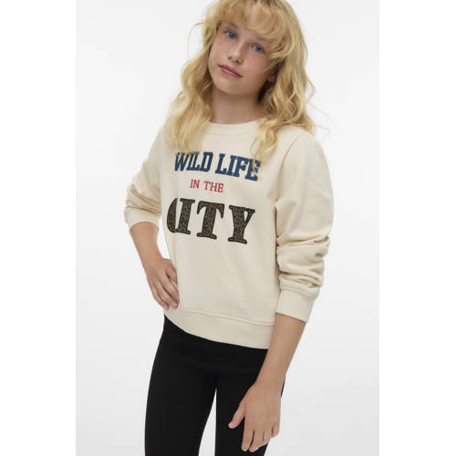 VERO MODA GIRL sweater beige Tekst - maat 146/152 | Sweater van VERO MODA GIRL afbeelding