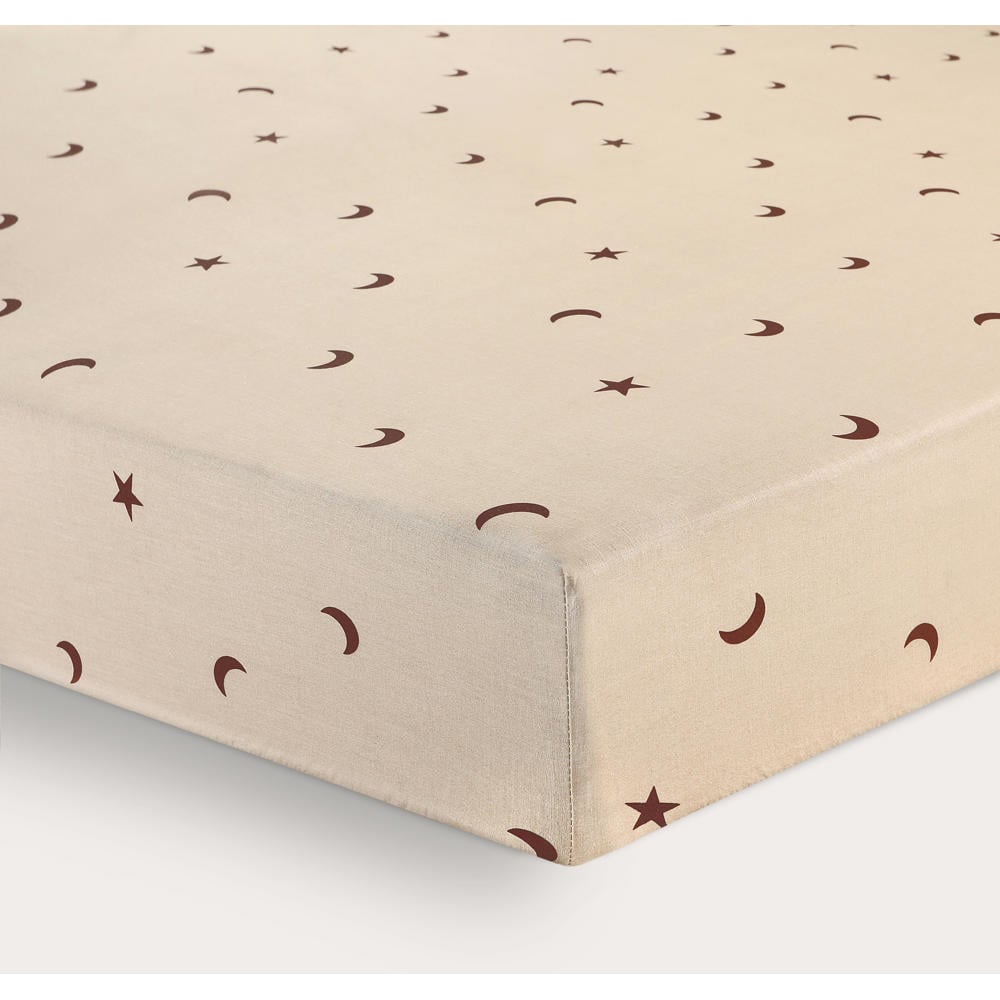 NOUS Kids Moon & star katoenen kinderhoeslaken met sterren 150x70 cm - zand