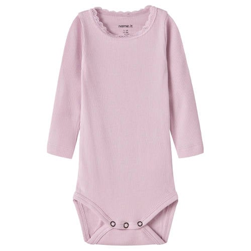 NAME IT BABY romper lichtroze Paars Meisjes Katoen Ronde hals Effen - maat 86 afbeelding