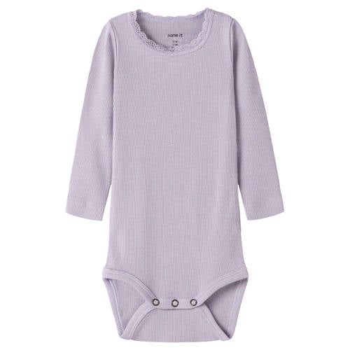 NAME IT BABY romper lila Paars Meisjes Katoen Ronde hals Effen - maat 50 afbeelding