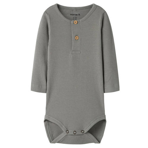NAME IT BABY romper groen Jongens Katoen Ronde hals Effen - maat 68 afbeelding