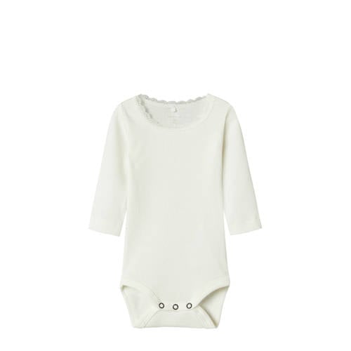 NAME IT BABY romper off white Ecru Meisjes Katoen Ronde hals Effen - maat 92 afbeelding