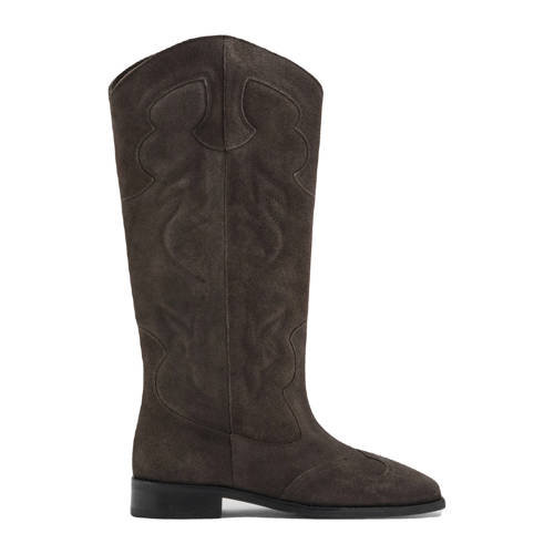 MANGO TEEN suède cowboylaarzen donkerbruin Meisjes Suede Effen - maat 38 afbeelding