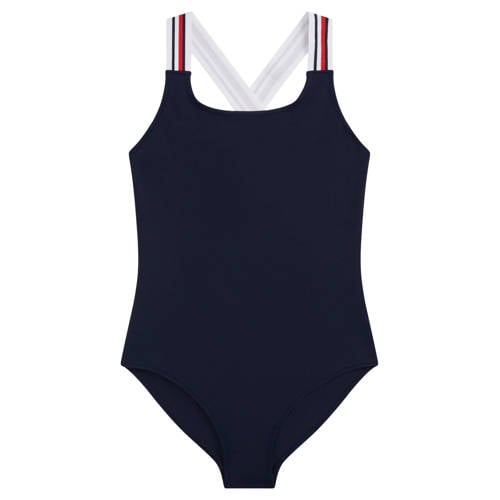 Tommy Hilfiger badpak donkerblauw Meisjes Nylon Effen