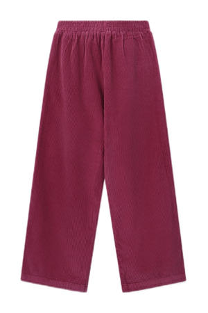 corduroy wide leg casual broek donkerrood