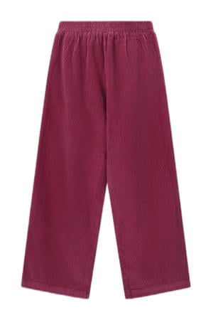 corduroy wide leg casual broek donkerrood