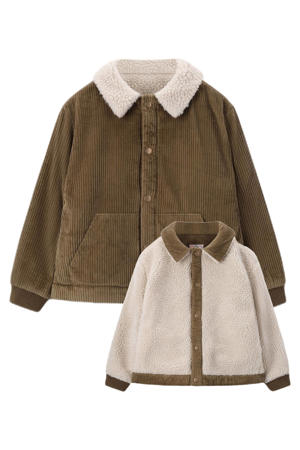 corduroy teddy jas groen