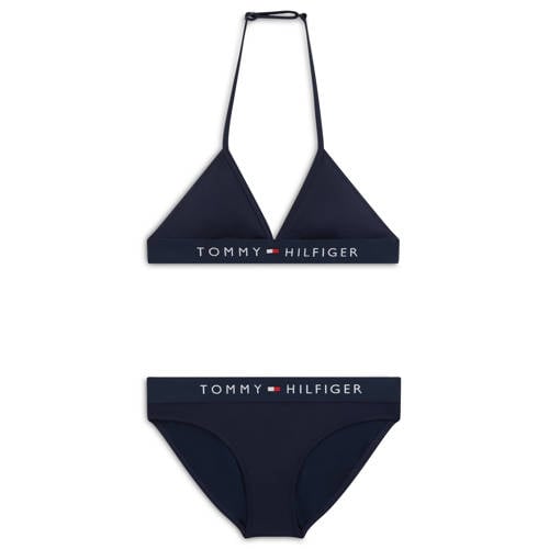 Tommy Hilfiger triangel bikini marineblauw Meisjes Polyamide Logo