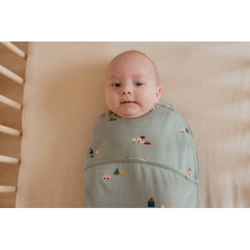 Puckababy The Original Piep inbakerslaapzak 0-3 mnd Groen/multicolor Inbakerdoek