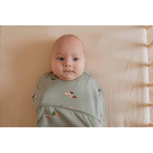 Puckababy The Original Piep inbakerslaapzak 0-3 mnd Groen/multicolor Inbakerdoek