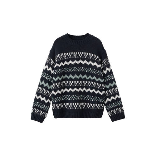 Mango Kids kersttrui marineblauw Jongens Polyester Ronde hals All over print - maat 140 afbeelding