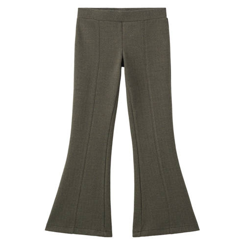 Mango Kids casual flared broek kaki Groen Meisjes Polyester Effen - maat 152 afbeelding