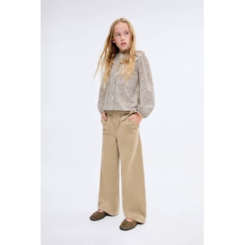 Mango Kids casual broek beige Meisjes Katoen Effen - maat 140 afbeelding