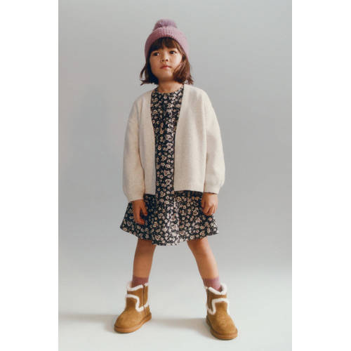 Mango Kids vest beige fijn gebreid Meisjes Polyester Openvallende hals - maat 116 afbeelding