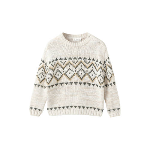 Mango Kids trui ecru grof gebreid Meisjes Acryl Ronde hals All over print - maat 92 afbeelding