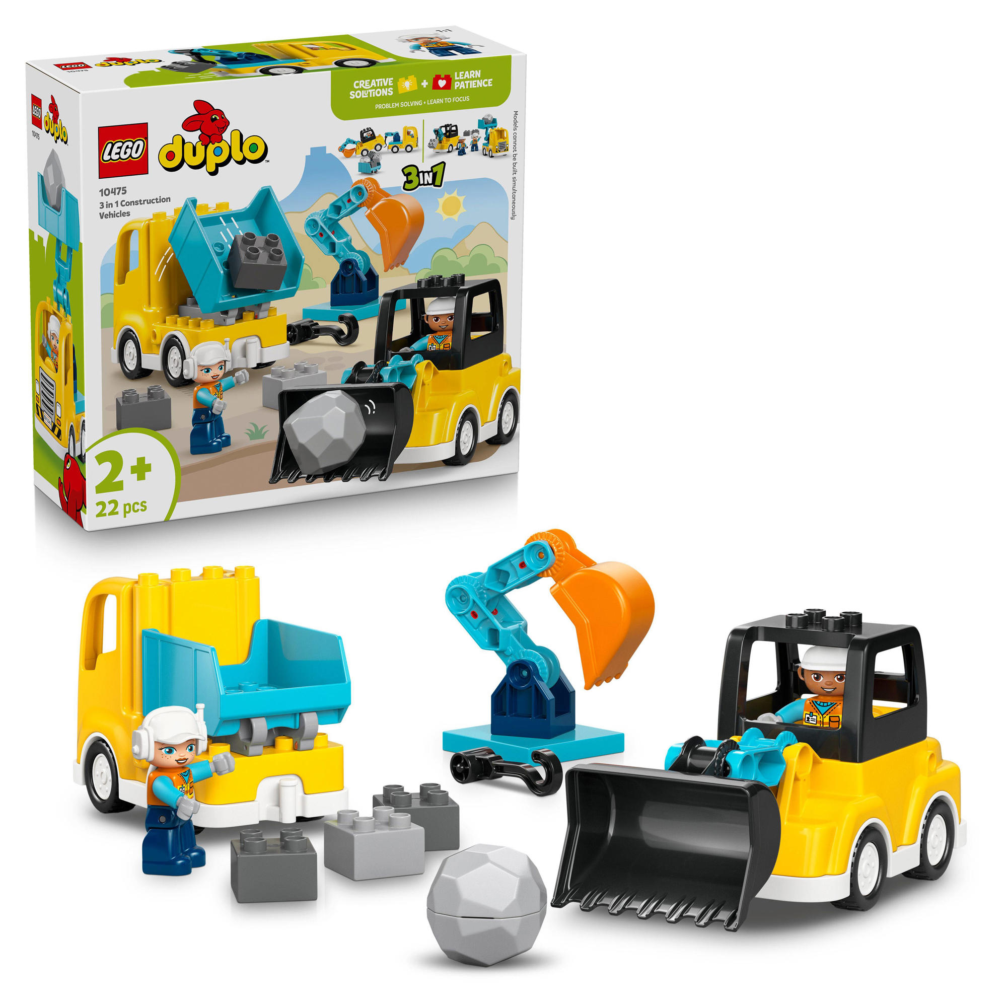 Dreamon Demonteerbare Constructie Voertuig Speelgoed met Elektrische Boor Opbergdoos, Vrachtwagen Graafmachine Speelgoed Bouw Educatief STEM Cadeau voor Jongens Meisjes