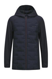 thumbnail: Donkerblauwe jongens JACK & JONES JUNIOR jack lente gebreid van polyester met effen, lange mouwen, capuchon en ritssluiting