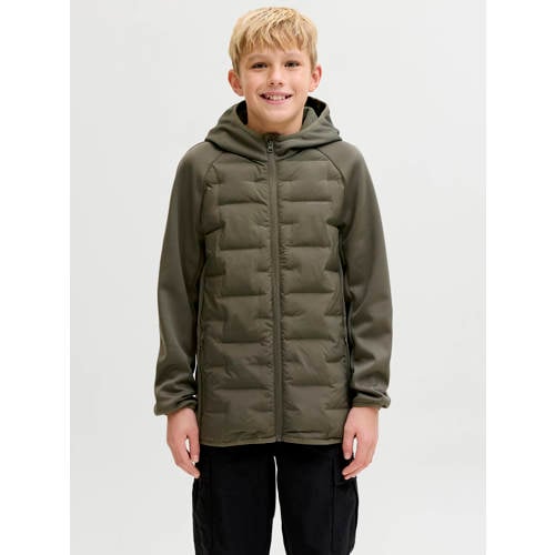 JACK & JONES JUNIOR jack lente gebreid olijfgroen Jas Jongens Polyester Capuchon - maat 176 afbeelding