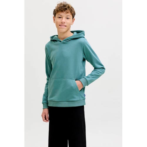 JACK & JONES JUNIOR hoodie zeegroen Sweater Jongens Polyester Capuchon - maat 128 afbeelding