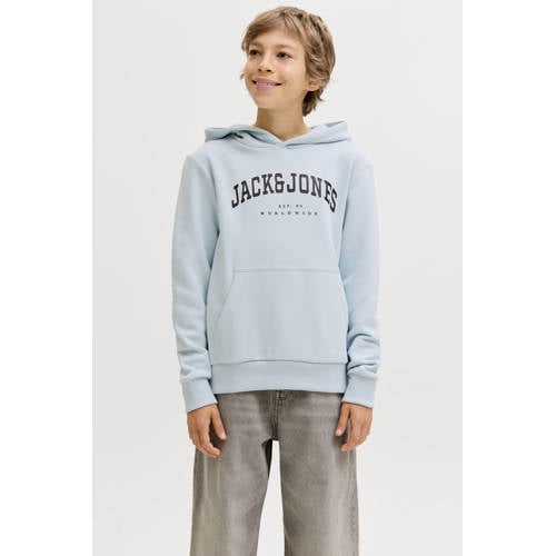 JACK & JONES JUNIOR hoodie blauw Sweater Jongens Katoen Capuchon Logo - maat 152 afbeelding