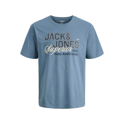 JACK & JONES JUNIOR T-shirt grijsblauw Jongens Katoen Ronde hals Printopdruk - maat 164 afbeelding