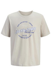 thumbnail: Ecru jongens JACK & JONES JUNIOR T-shirt van katoen met printopdruk, korte mouwen en ronde hals